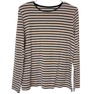 Croft & Barrow Long Sleeve Striped Classic Tee Size L